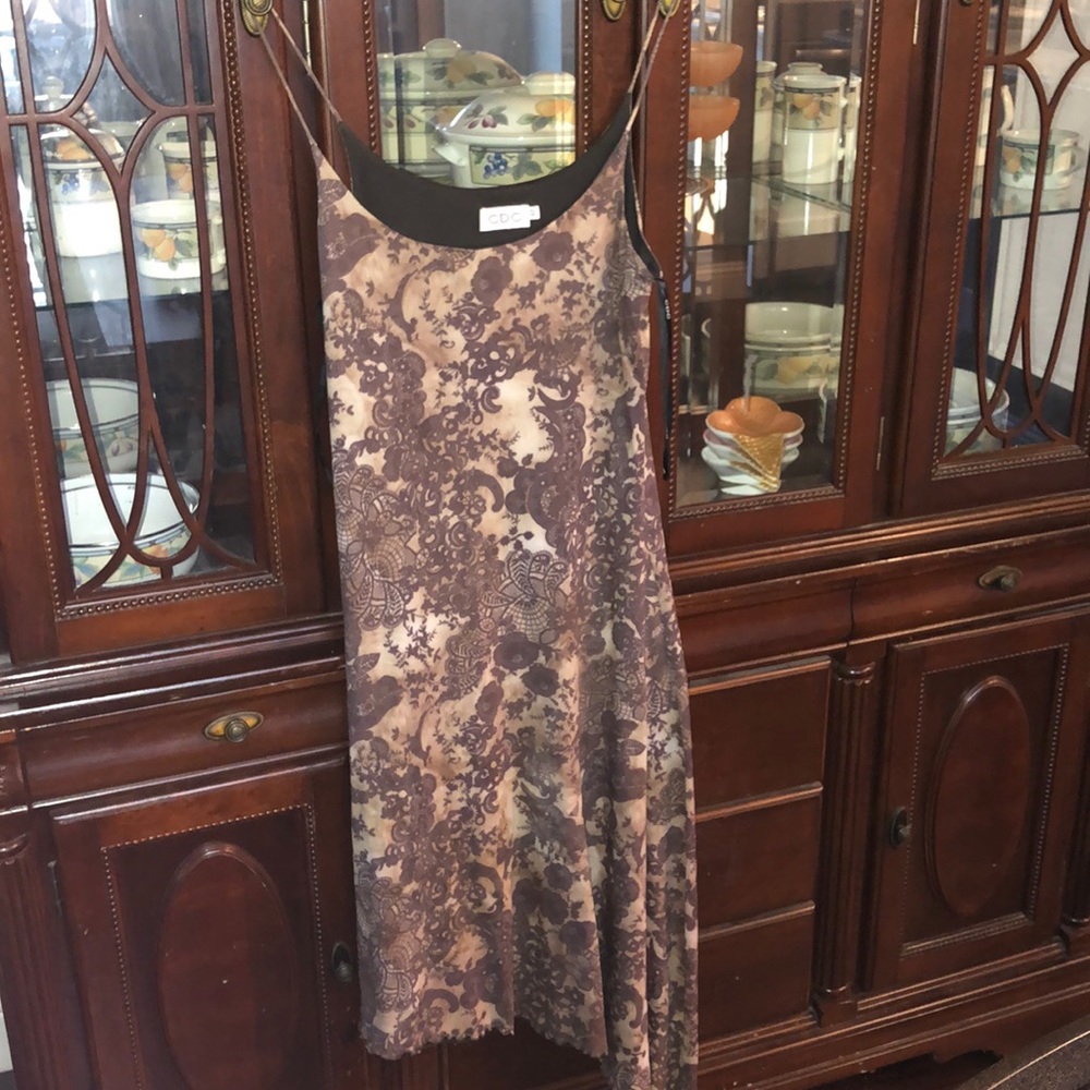 Brown and cream white dress